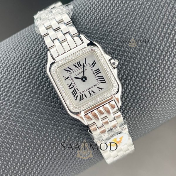 Cartier 27mm Gümüs Kasa Bayan Kol Saati