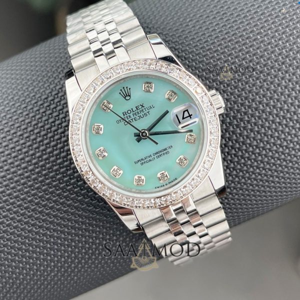 Rolex DateJust 31mm Tasli Turkuaz Kadran Bayan Kol Saati