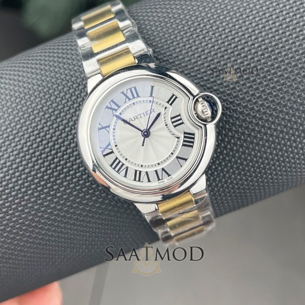 Cartier Ballon Bleu 36mm Gold Silver Bayan Kol Saati