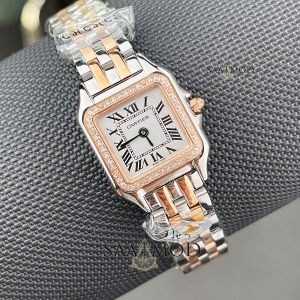 Cartier 22mm Tasli Gold Silver Bayan Kol Saati