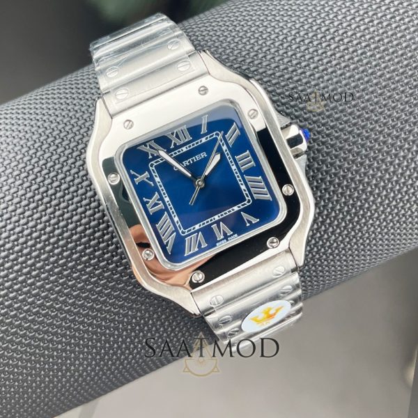 Cartier 35.1mm Santos Lacivert Kadran Bayan Kol Saati