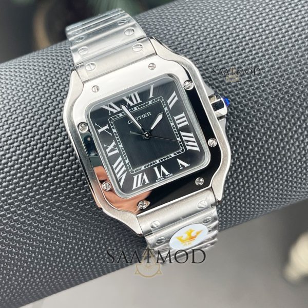 Cartier 35.1 mm Santos Siyah Kadran Bayan Kol Saati