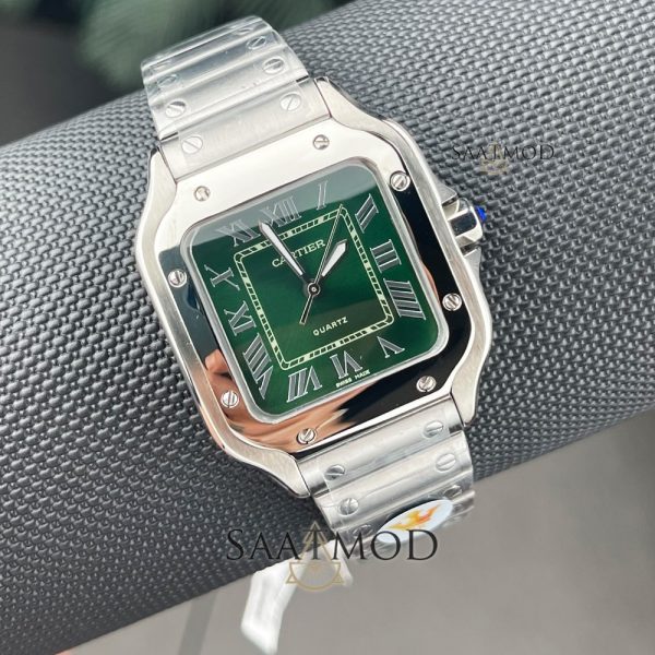 Cartier 35.1 mm Santos Yesil Kadran Bayan Kol Saati