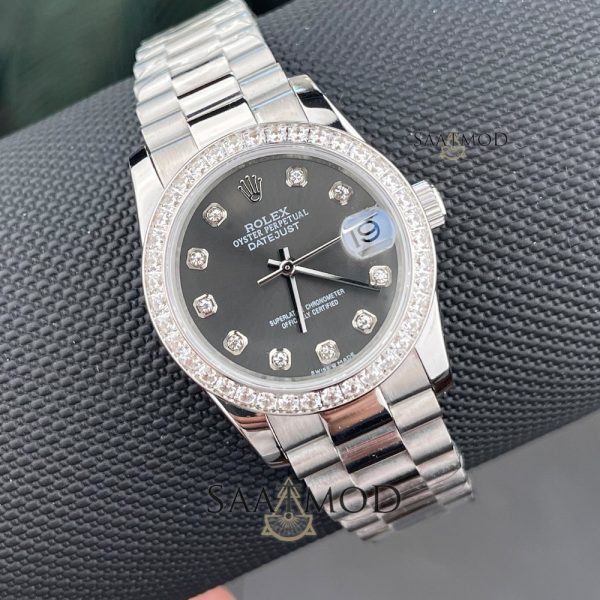 Rolex DateJust 31mm Tasli Siyah Bayan Kol Saati