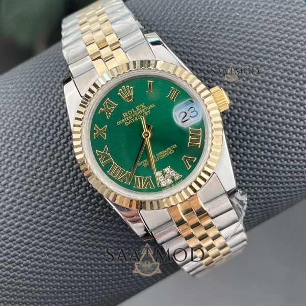 Rolex DateJust 31mm Yesil Cift Renk Bayan Kol Saati